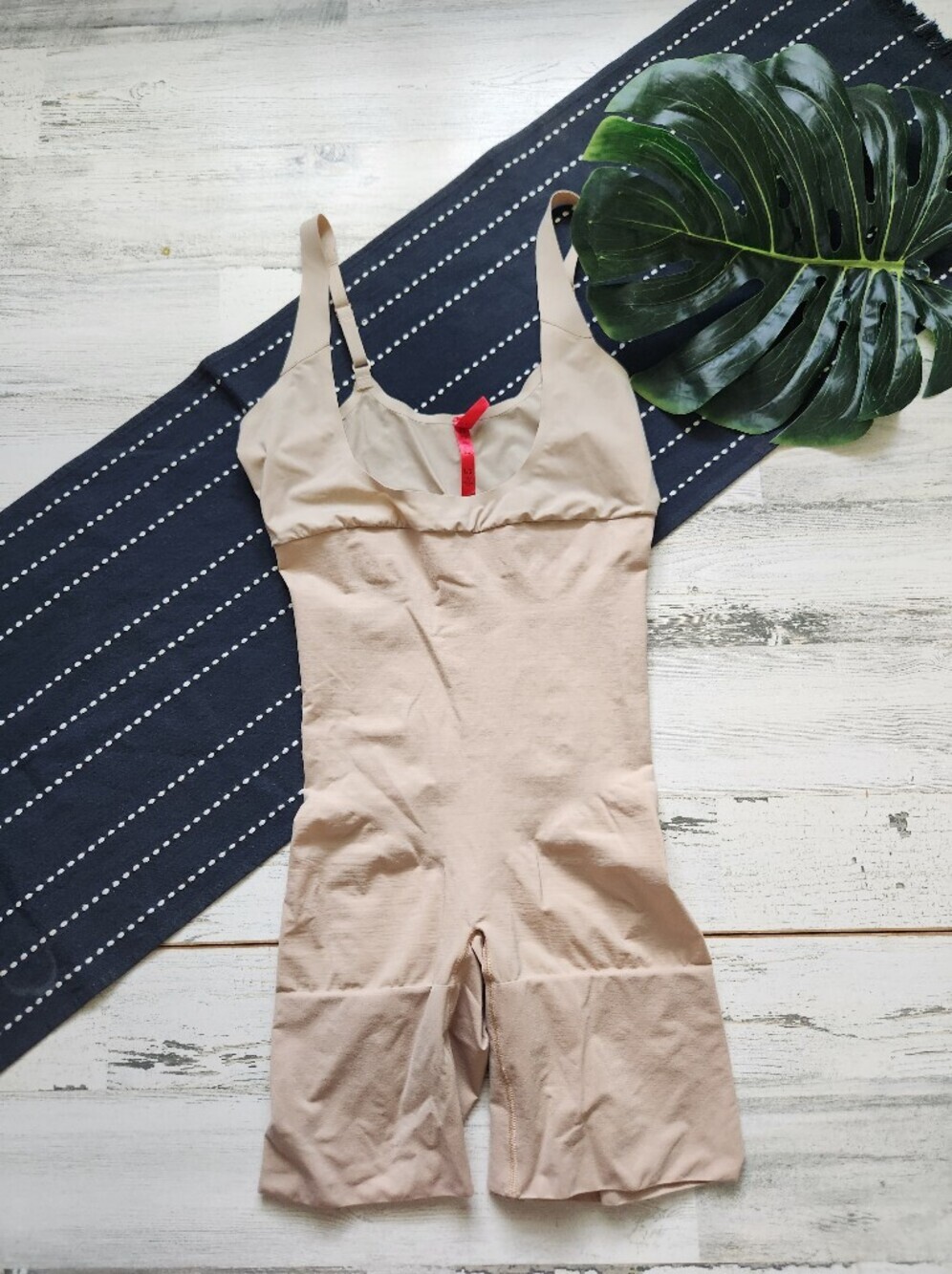 Spanx Shape My Day Open Bust Mid Thigh Shapewear Bodysuit Size Large